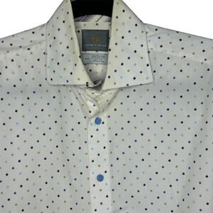 Thomas Dean  Polka Dot Flip Cuff Casual Long Sleeve Shirt Size Medium